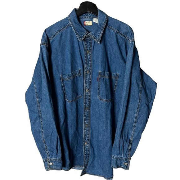 Levi’s Red Tab Button Down Denim Shirt Mens Large - Picture 1 of 4